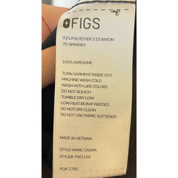 Figs Womens Black Casma Three-Pocket Scrub Top Size XXL 2XL Technical Collection - Picture 8 of 9